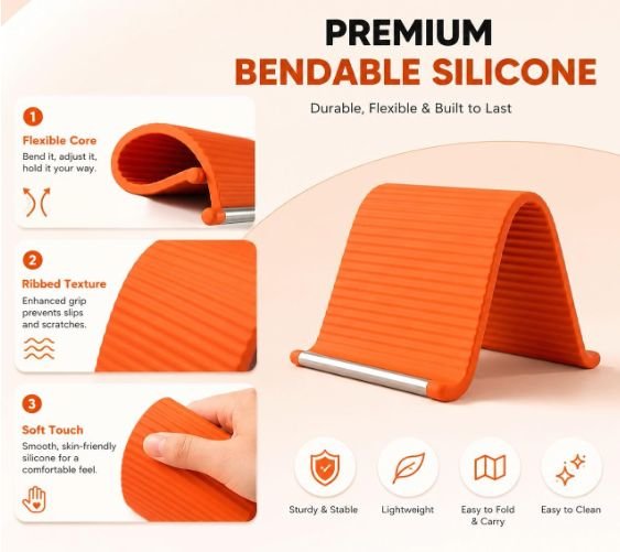 Foldable Silicone & Aluminium Phone Holder - Image 3